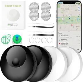 حزمة Air Tags-4 ، تعمل Bluetooth Tracker مع Find My App (iOS فقط) ، وعلامات Tracker SmartTag ، وموقع العناصر للمفاتيح ، والأمتعة ، وحقيبة الظهر ، والحيوانات الأليفة ، وأكثر من 4 أجهزة كمبيوتر قابلة للاستبدال.
