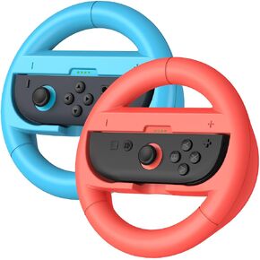 AXYBCOOL Switch 2 Steering Wheel Compatible with Nintendo Switch 2 Joy Con,Switch Accessories Gift for Mario Kart，2 packs (Orange,Blue)