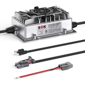 SOK BATTERY Charger for 12V LiFePO4 Battery, Input: 100-240Vac 50/60Hz 3.5A MAX Output: 51.2Vdc 6A