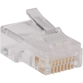 TRIPP LITE 100 Pack RJ45 Plugs Round Solid Stranded Conductor 4-Pair Cat5e Cable (N030-100),Multicolor