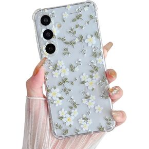 ZTOFERA for Samsung Galaxy S24 Plus Case Clear Cute Flower Pattern for Women Girls Protective Shockproof Slim TPU Bumper Phone Cover for Samsung S24 Plus Case, Blue Pink Flower
