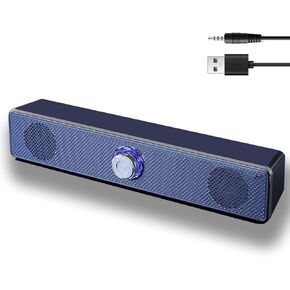 Computer Speakers Wired USB-Powered Sound-bar with Stereo Sound for PC Desktop Plug -n-Play 3.5mm Jack Computer Speakers for Desktop