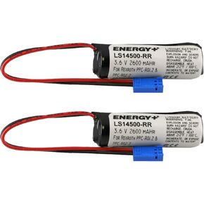 (2-Pack) PLC LS14500-RR 3.6V 2600mAh Li Battery Replaces Rexroth 226423, SUP-E01-PCP-R, PPC-R01.2, PPC-R02.2 Used in Numerical Control Systems, Personal Computers and Other Electronics Applications
