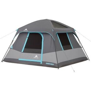 10 '× 9' Ozark Trail Trail ستة شخص من الظلام Rest Cabin Camping and Adventure Tent ، تشمل دور علوي معلق ومنظم معلق والوصول الكهربائي للموانئ والتهوية الأرضية لتحسين الدورة الدموية
