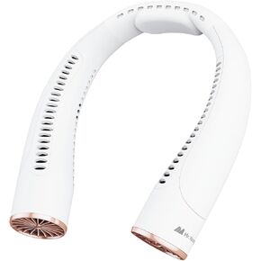Mr. Young Portable Neck Fan - Quiet 4-Speed Adjustable Dual Air Outlets Turbo Design USB-C Rechargeable 10+ Hours Battery Life Liquid Silicone Wearable Fans Comfort for Long-time Use (White)