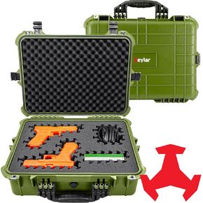 Eylar 20" Large Hard Gun Case Equipped With Ragar Reconfigurable & Reusable XP Crosslinked Foam Insert, Waterproof, Shockproof For Pistols and Handgun Accessories (2 Ragar Layers)