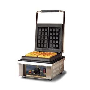 GES20 Single Cast Iron Plate Waffle Maker with Liege Pattern Plate, Stainless Steel, 120v, NSF
