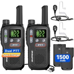 Walkie Talkies Long Range for Adults,Rechargeable FRS Walkie Talkies with Earpiece 2 Way Radio NOAA Walki Talki with Flashlight VOX 1500mAh Battery USB-C Charger for Hunting Camping Cruise Ship,2Pack