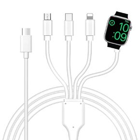 3 في 2 كبل الشاحن السريع ، كل ذلك في التحرير والسرد واحد USB C (USB A) السفر متعدد الأجهزة ، متوافق مع Apple Watch Ultra SE Series1-10 ، من أجل iPhone 15 16 ، 4ft/1.2m-starlight
