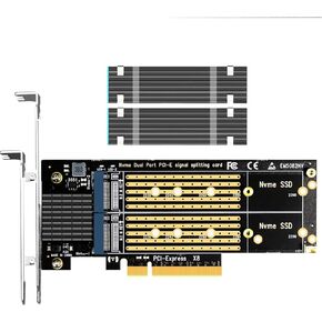 GLOTRENDS PA21 Dual M.2 NVMe to PCIe 4.0 X8 Adapter with 2 Sets of heatsink