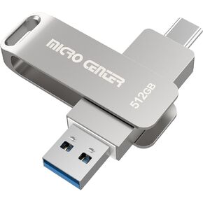 Micro Center SuperSpeed 128GB USB 3.2 Dual Drive Type-C & OTG Type-A 2-in-1 up to 200MB/s Swivel Metal Flash Drive Memory Storage Stick for Android Phones Tablets Mac Laptop