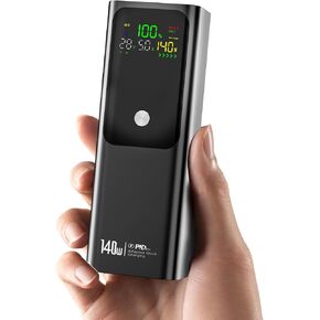 27000mAh 140W Power Bank, Portable Charger 3-Port PD Fast Charging Battery Pack Digital Display for MacBook, iPhone 16/15/14/13 Series, Dell XPS and More