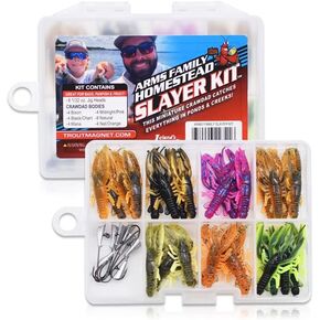 Arms Family Homestead Slayer Kit - 36 Piece Crawfish Imitation Fishing kit - Perfect for Creeks and Ponds -Made in The USA
