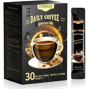 Instant Coffee Packets Single Serve Sticks 30 Sachets, Medium Roast Arabica Black Coffee Individual Packs for Camping Travel, Sugar Free Instant Hot/Iced Coffee Packs, Bulk Instant Coffee Singles in Saudi Arabia