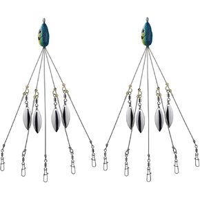 2Pcs Umbrella Rigs for Bass Stripers Fishing, Blue Freshwater Fishing Swimbait Lures Rig Kit, Lures, Baits Attractants