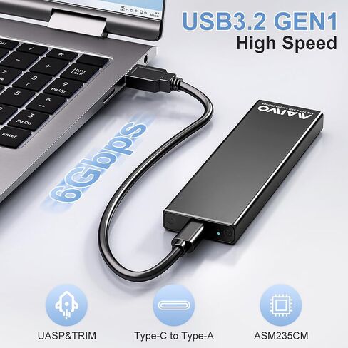 Maiwo M.2 SATA SSD العلبة ، USB3.2 Gen1 Type-A إلى Sata NGFF M.2 قارئ محول محرك الحالة الصلبة ، الدعم مفتاح B+M ، ABS عالي القوة (K1714S) in Kuwait