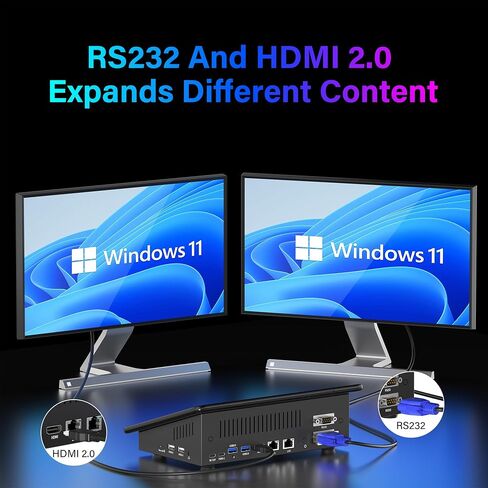 10.1 "Mini PC Win 11 Pro 12th Gen N100 8GB RAM/128GB ROM ، Micro Industrial Computer Touch Touchnen Tablets ، Dual R232 HDMI ، BT WiFi 5.0 ، Dual 2.5GBE Small Desktop PC للمكتب/الأتمتة/البار/المستودع in Kuwait