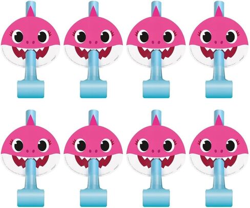 Unique Multicolored Baby Shark Blowouts (8-Pack) - 8.5" - Paper Party Favors for Birthdays and Celebrations in Saudi Arabia