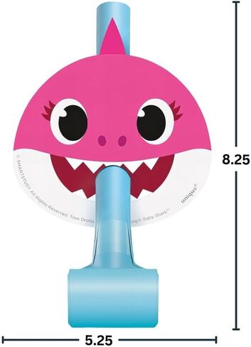 Unique Multicolored Baby Shark Blowouts (8-Pack) - 8.5" - Paper Party Favors for Birthdays and Celebrations in Saudi Arabia