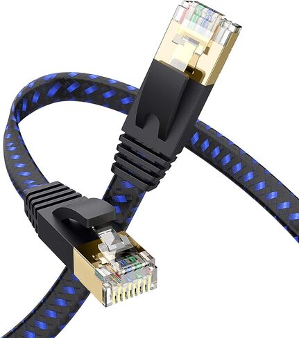 Cat 7 Ethernet Cable Cat7 High Speed ​​Flat Gigabit RJ45 LAN Cable 10GBPS محمية شبكة الإنترنت تصحيح تصحيح متوافق للألعاب PS5 PS4 PS3 Xbox PC. in Kuwait
