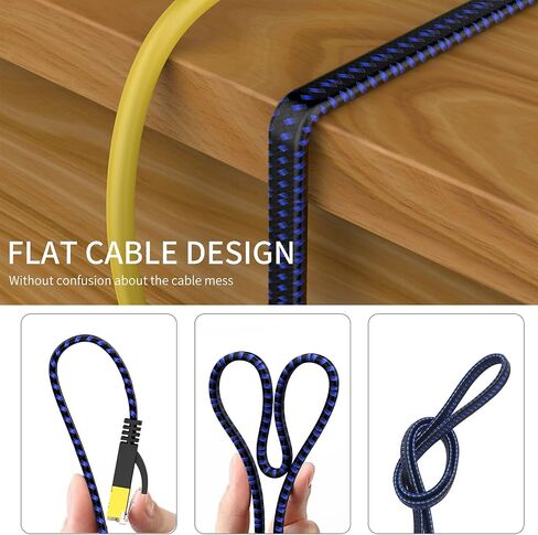 Cat 7 Ethernet Cable Cat7 High Speed ​​Flat Gigabit RJ45 LAN Cable 10GBPS محمية شبكة الإنترنت تصحيح تصحيح متوافق للألعاب PS5 PS4 PS3 Xbox PC. in Kuwait