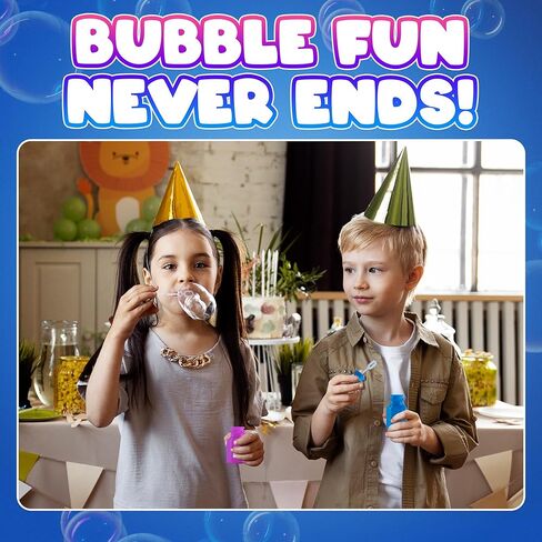 فقاعات صغيرة نيون للحفلات للأطفال - (عبوة من 12) عصا فقاعية كبيرة وزجاجات لنفخ الفقاعات وهدايا حفلات أعياد الميلاد وهدايا الألعاب ومستلزمات حفلات الصيف الخارجية ومستلزمات الكرنفالات وحقائب جودي in Kuwait