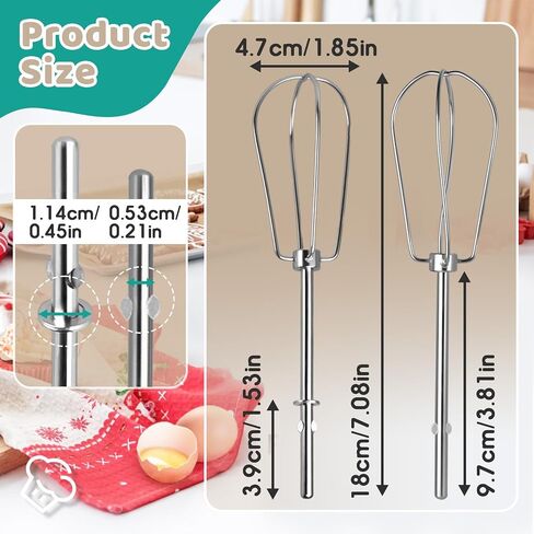 4Pcs W10490648 Hand Mixer Attachment Beaters for KitchenAid, Replacement Beaters for Kitchenaid Hand Mixer KHM2B, AP5644233, PS4082859 - Turbo Beaters for Kitchenaid Hand Mixer in Kuwait