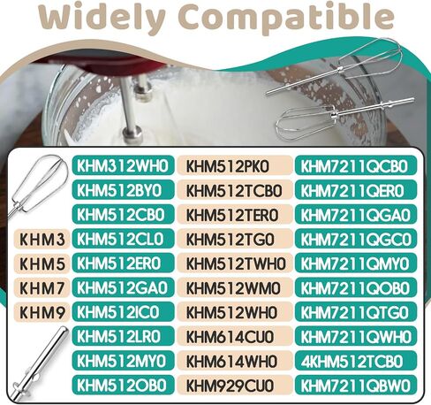 4Pcs W10490648 Hand Mixer Attachment Beaters for KitchenAid, Replacement Beaters for Kitchenaid Hand Mixer KHM2B, AP5644233, PS4082859 - Turbo Beaters for Kitchenaid Hand Mixer in Kuwait