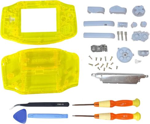 Hzxkqmil Replacement Housing Shell Transparent Case Cover for Game Boy Advance GBA Console, Full Housing Case with Buttons and Screwdrivers Kit (Clear Yellow) in Saudi Arabia
