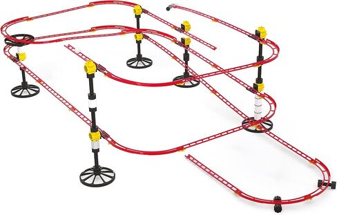 كيرسيتي مجموعة قضبان صغيرة من رولر كوستر - 150 قطعة، 8 متر، للاطفال من سن 6 الى 12 سنة، مكعبات بناء لمسارات متاهة العاب الرخام، احمر in Kuwait