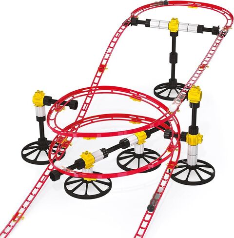 كيرسيتي مجموعة قضبان صغيرة من رولر كوستر - 150 قطعة، 8 متر، للاطفال من سن 6 الى 12 سنة، مكعبات بناء لمسارات متاهة العاب الرخام، احمر in Kuwait