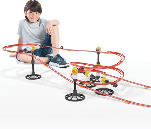 كيرسيتي مجموعة قضبان صغيرة من رولر كوستر - 150 قطعة، 8 متر، للاطفال من سن 6 الى 12 سنة، مكعبات بناء لمسارات متاهة العاب الرخام، احمر in Kuwait