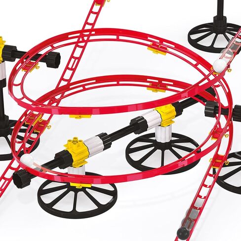 كيرسيتي مجموعة قضبان صغيرة من رولر كوستر - 150 قطعة، 8 متر، للاطفال من سن 6 الى 12 سنة، مكعبات بناء لمسارات متاهة العاب الرخام، احمر in Kuwait