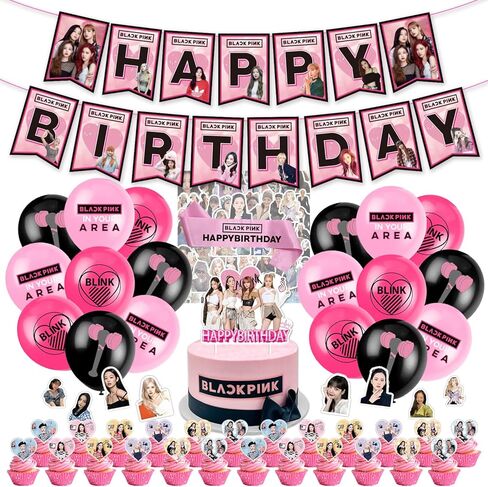 مجموعة لوازم حفلات اعياد الميلاد بي تي اس لفتيان بانجتان تتضمن لافتة - 1 زينة كيك - 24 قطعة علوية للكب كيك - 16 بالون - 40 ملصق in Kuwait