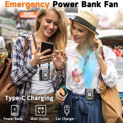 20000mAh Portable Waist Fan, Clip-On Wearable Belt Fan with 5-Speed 20000RPM Motor, Neck Hanging & Desktop Personal Fans, 60H Runtime, Hands-Free Mini Fans for Camping, Worksite, Outdoor Use in Saudi Arabia