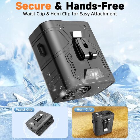 20000mAh Portable Waist Fan, Clip-On Wearable Belt Fan with 5-Speed 20000RPM Motor, Neck Hanging & Desktop Personal Fans, 60H Runtime, Hands-Free Mini Fans for Camping, Worksite, Outdoor Use in Saudi Arabia