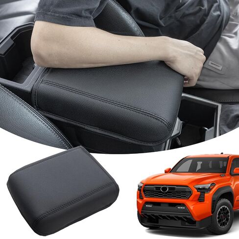 JKCOVER Premium Center Console Cover Compatible with Toyota Tacoma 2016 2017 2018 2019 2020 2021 2022 2023 PU Leather Car Armrest Cushion Protector (Black) in Saudi Arabia