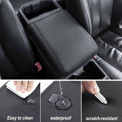 JKCOVER Premium Center Console Cover Compatible with Toyota Tacoma 2016 2017 2018 2019 2020 2021 2022 2023 PU Leather Car Armrest Cushion Protector (Black) in Saudi Arabia