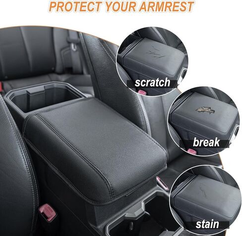JKCOVER Premium Center Console Cover Compatible with Toyota Tacoma 2016 2017 2018 2019 2020 2021 2022 2023 PU Leather Car Armrest Cushion Protector (Black) in Saudi Arabia
