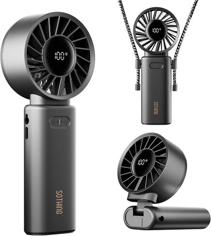 Portable Handheld Fan, Built-in Cooling Compress, 100-Speed Rechargeable Personal Fan, 15Hrs Cooling, 120°Foldable Design, 3-IN-1 Portable-fan for Travel, Cooling Device for Outdoor in Saudi Arabia