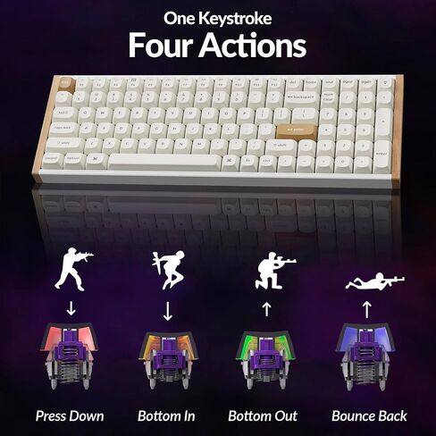 Keychron K4 HE 96% Wireless RGB Hall Effect Keyboard, Gateron Magnetic Switch, Analog Mode & Rapid Trigger, QMK/VIA, 2.4GHz/BT5.2/USB-C, Multitasker for Mac/Windows/Linux, Wood Accent Frame - Black in Saudi Arabia