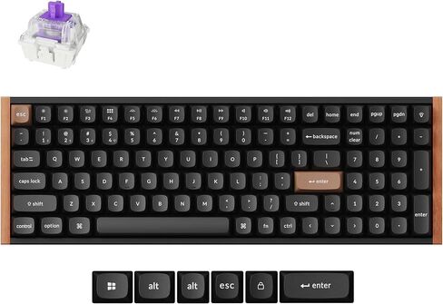 Keychron K4 HE 96 ٪ اللاسلكي RGB Hall Effect Effect ، المفتاح المغناطيسي Gateron ، وضع التناظرية والمشغل السريع ، QMK/VIA ، 2.4 جيجا هرتز/BT5.2/USB -C ، متعدد المهام لنظام التشغيل Mac/Linux ، إطار لهجة الخشب - أسود - أسود - أسود in Saudi Arabia