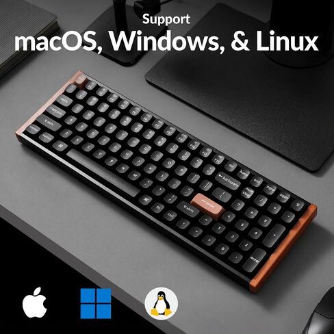 Keychron K4 HE 96 ٪ اللاسلكي RGB Hall Effect Effect ، المفتاح المغناطيسي Gateron ، وضع التناظرية والمشغل السريع ، QMK/VIA ، 2.4 جيجا هرتز/BT5.2/USB -C ، متعدد المهام لنظام التشغيل Mac/Linux ، إطار لهجة الخشب - أسود - أسود - أسود in Saudi Arabia