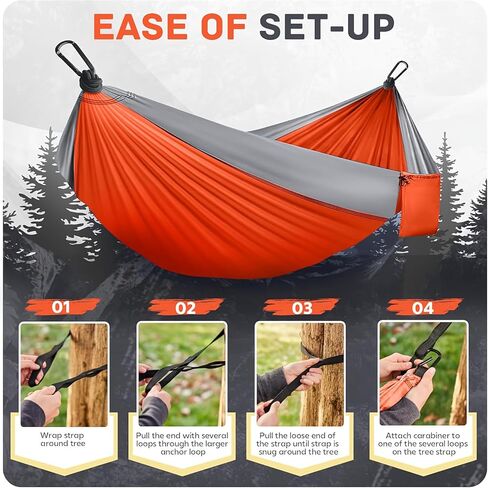 Outdoor Large Hammock for Camping Hammocks Gear for The Backpacking Survival Travel Portable Lightweight Parachute Nylon,Sturdy and Durable Up to 660lbs (Orange) in Saudi Arabia