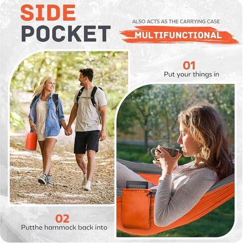 Outdoor Large Hammock for Camping Hammocks Gear for The Backpacking Survival Travel Portable Lightweight Parachute Nylon,Sturdy and Durable Up to 660lbs (Orange) in Saudi Arabia
