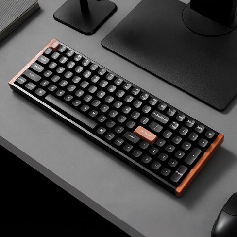 Keychron K4 HE 96 ٪ اللاسلكي RGB Hall Effect Effect ، المفتاح المغناطيسي Gateron ، وضع التناظرية والمشغل السريع ، QMK/VIA ، 2.4 جيجا هرتز/BT5.2/USB -C ، متعدد المهام لنظام التشغيل Mac/Linux ، إطار لهجة الخشب - أسود - أسود - أسود in Saudi Arabia