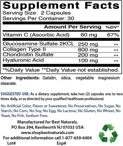 Best Naturals Hyaluronic Acid 100 mg 120 Capsules - Support Healthy Joints and Youthful Skin (859375002702) in Saudi Arabia