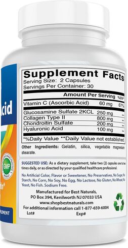 Best Naturals Hyaluronic Acid 100 mg 120 Capsules - Support Healthy Joints and Youthful Skin (859375002702) in Saudi Arabia