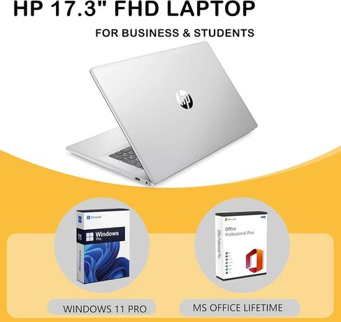 HP 17.3" FHD Laptop for Business & Students - w/External DVD Drive & Office Lifetime License, AMD Ryzen 5 7430U CPU, 250 Nits IPS Display, Webcam, Wifi6, Win 11 Pro (64GB RAM 2TB SSD) in Saudi Arabia