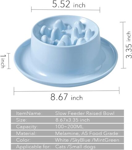 أوعية تغذية بطيئة للقطط المرتفعة، أوعية تغذية مرتفعة للحيوانات الأليفة للقطط والكلاب الصغيرة، مضادة للانزلاق وتبطئ تناول الطعام ومضادة للقيء وتحمي العمود الفقري، أوعية صالحة للطعام، سميكة ومتينة - 22 درجة فهرنهايت ~ 248 درجة فهرنهايت (أبيض) in Kuwait